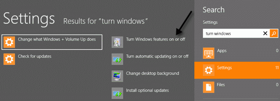 البحث عن برنامج تفعيل ميزات ويندوز