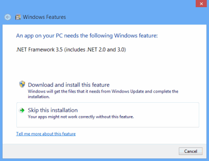 مكتبات الدوت نت 3.5 غير مثبتة