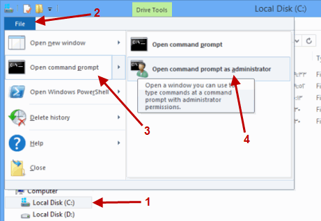 فتح برنامج أوامر ويندوز بصلاحيات مدير