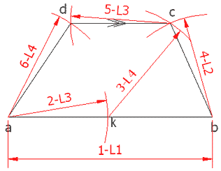 حل مسألة: رسم شبه منحرف علمت أطوال أضلاعه